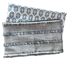 Sale: 12x21 Pillow Covers / Fringe / Block Print - Annabel Bleu