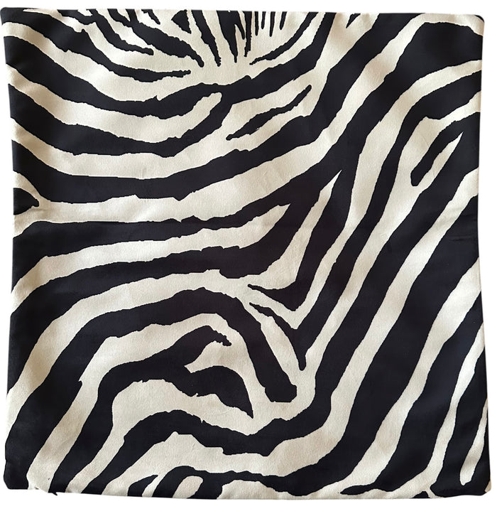 Sale: 22x22” Faux Zebra Suede Black and Ivory Pillow Cover