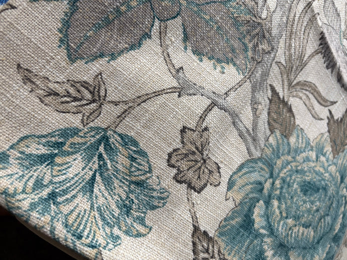 Sale: 24x24 Blue and Grey Floral Pillow Cover - Annabel Bleu