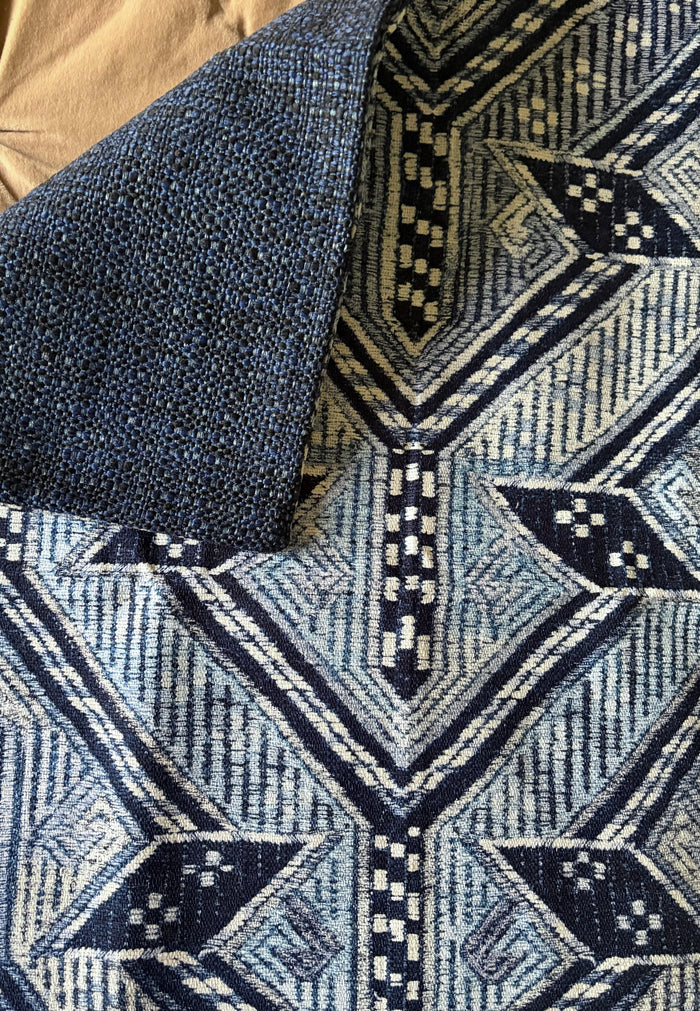 Sale: 24x24 Boho Navy Blue Geometric Pillow Cover - Annabel Bleu