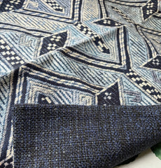 Sale: 24x24 Boho Navy Blue Geometric Pillow Cover - Annabel Bleu