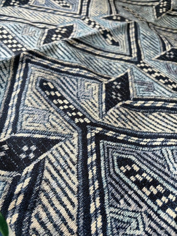 Sale: 24x24 Boho Navy Blue Geometric Pillow Cover - Annabel Bleu