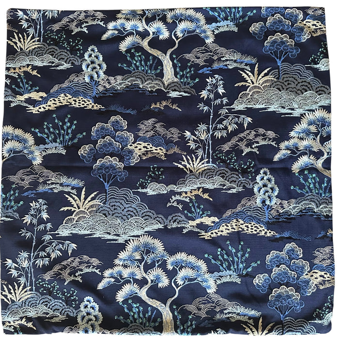 Sale: 24x24 Embroidered Blue Botanical Pillow Cover