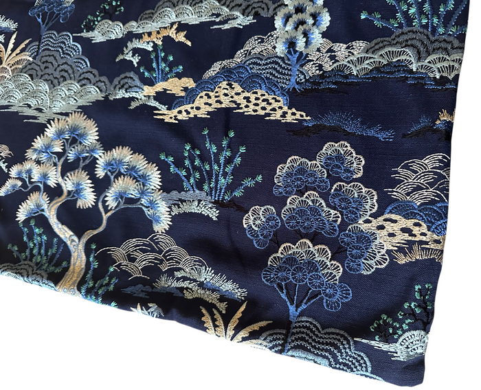 Sale: 24x24 Embroidered Blue Botanical Pillow Cover