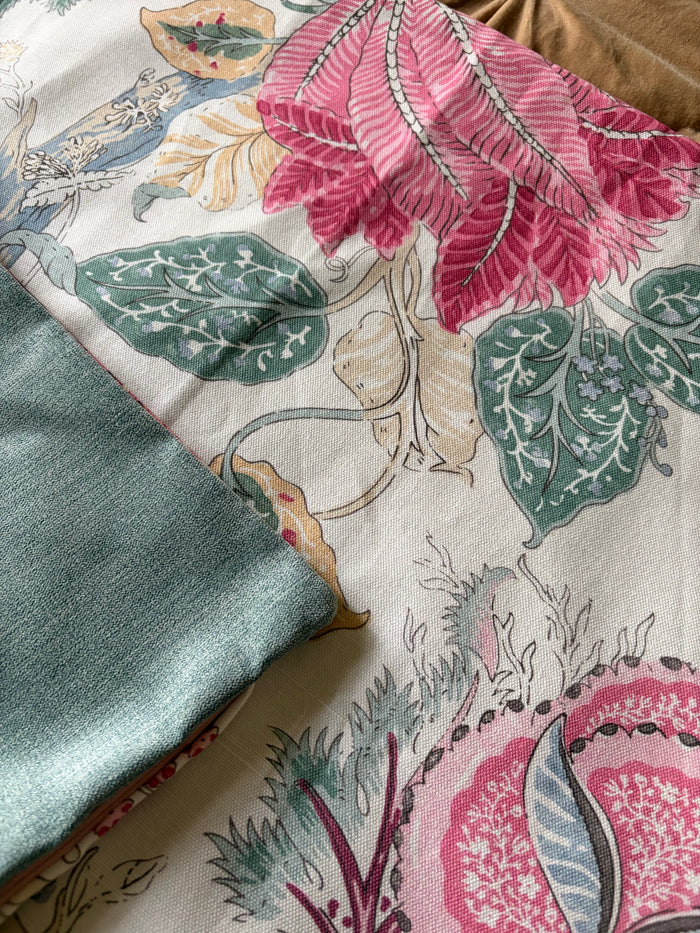 Sale: 24x24 Jacobean Floral Pillow Cover - Annabel Bleu