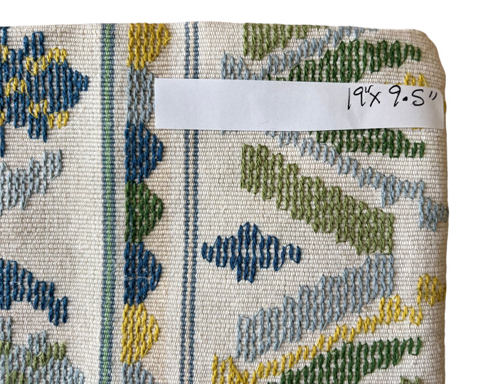Sale: 9.5x19” Schumacher Blue and Yellow Embroidered Pillow Cover - Annabel Bleu