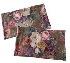Sale: Pair of Brown Floral Lumbar Pillow Covers