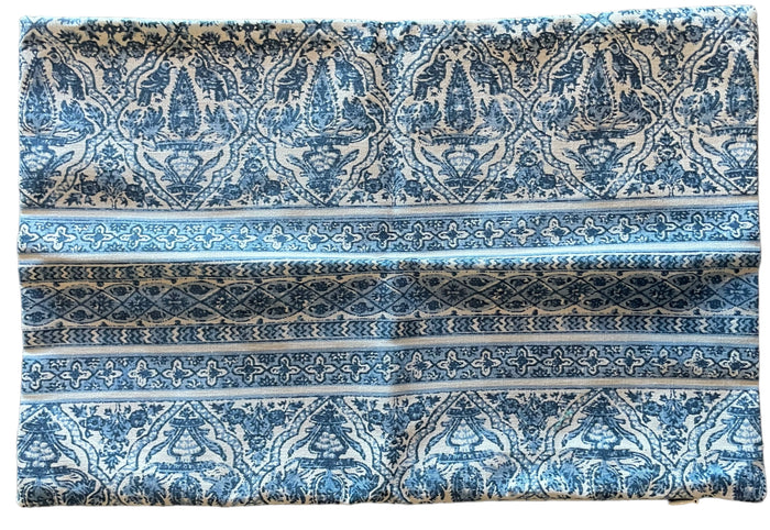 Sale: Reversible Blue Block Print Pillow Cover 12x18” - Annabel Bleu