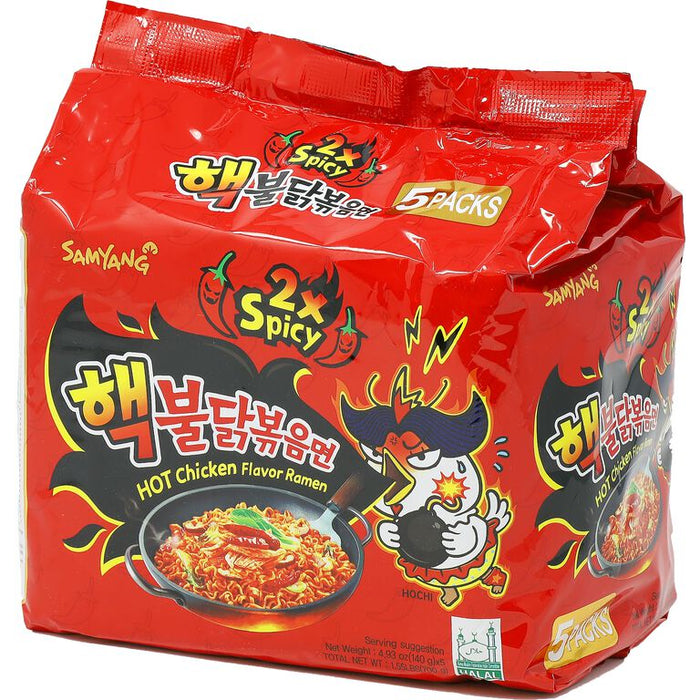 Samyang Buldak 2X Spicy Ramen Noodles, 5 Pack