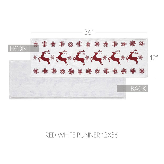 Scandia Snowflake Red White Runner 12x36