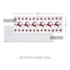 Scandia Snowflake Red White Runner 12x36