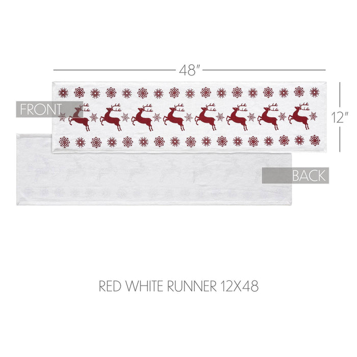 Scandia Snowflake Red White Runner 12x48