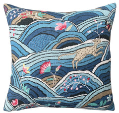 Schumacher Rolling Hills Pillow Cover Available in Green, Blue, or Brown - Annabel Bleu