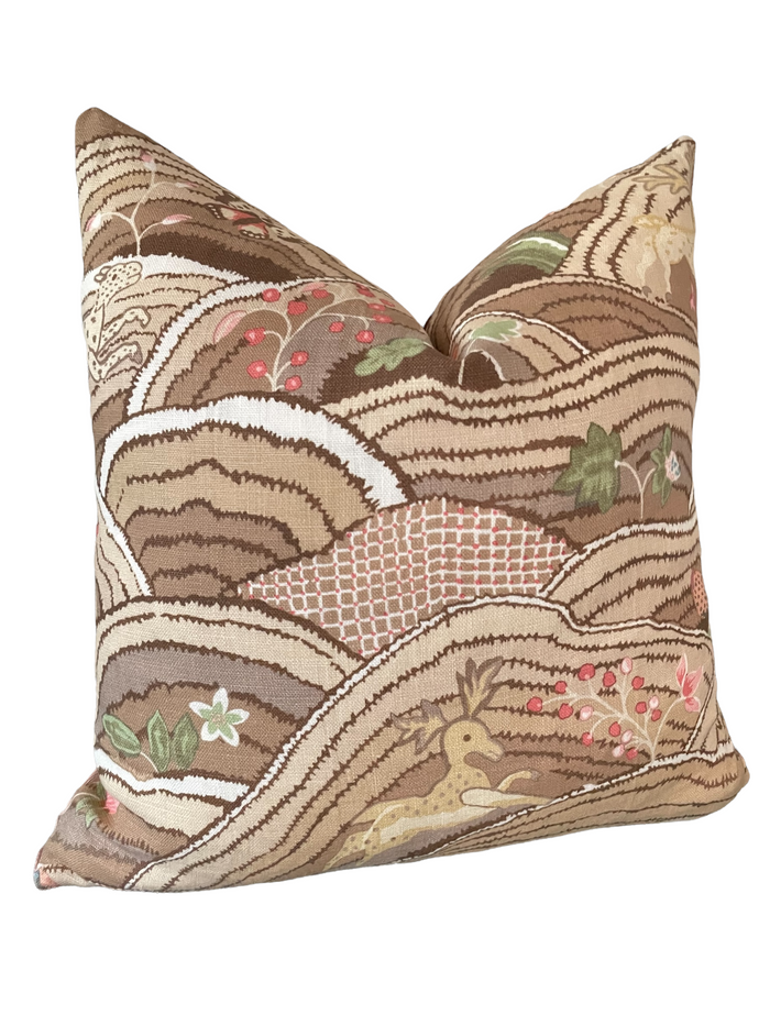 Schumacher Rolling Hills Pillow Cover Available in Green, Blue, or Brown - Annabel Bleu