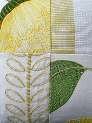 Schumacher Yellow & Green Embroidered Pillow Cover: Horst Stripe, Celinda Embroidery, and Camile Embroidery - Annabel Bleu