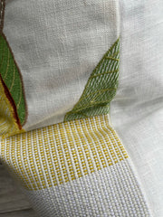 Schumacher Yellow & Green Embroidered Pillow Cover: Horst Stripe, Celinda Embroidery, and Camile Embroidery - Annabel Bleu