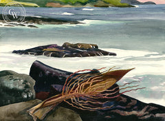 Seaweed, c. 1950s, watercolor painting by Millard Sheets (American art). Fine art giclée print reproduction by California Watercolor for wall decor.