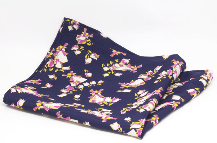 Serene Dutch Countryside Navy Rayon Pocket Square by Put This On