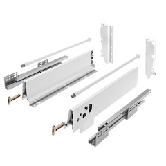 Set of Soft-Close Drawer System, HIGH, H: 7-5/16 inch, White – Furnica