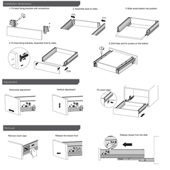 Set of Soft-Close Drawer System, LOW, H: 2-11/16 inch, White (3) – Furnica