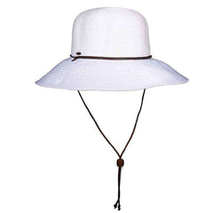 Sewn Ribbon Brim Floppy Hat with Chin Cord - Panama Jack Floppy Hat Panama Jack Hats PJL614WH White
