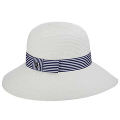 Shapeable Brim Cloche with Navy and White Striped Band by Callanan Wide Brim Hat Callanan Hats CR302wh White Medium (57 cm)