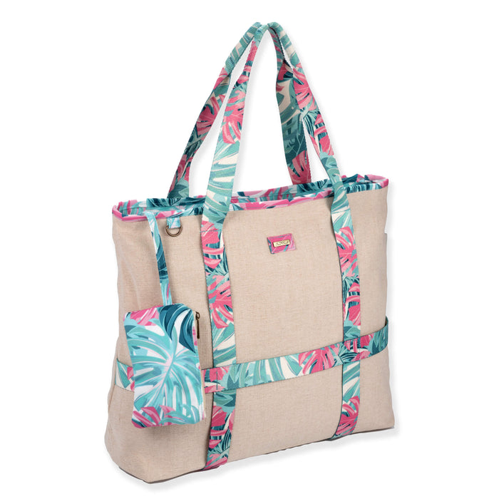 Shoulder Tote with Tropical Floral Hat Carrier - Sun 'N' Sand Bags Bags Sun N Sand Hats SNS7220A Blue