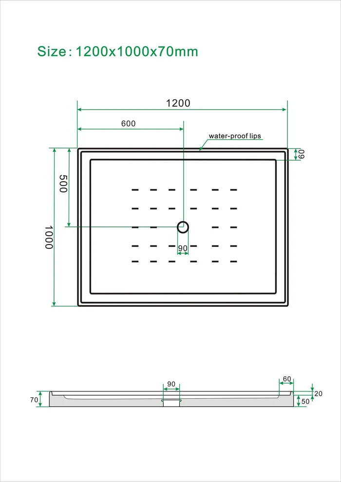 Shower Tray - Rectangle Series Center  Hole Option
