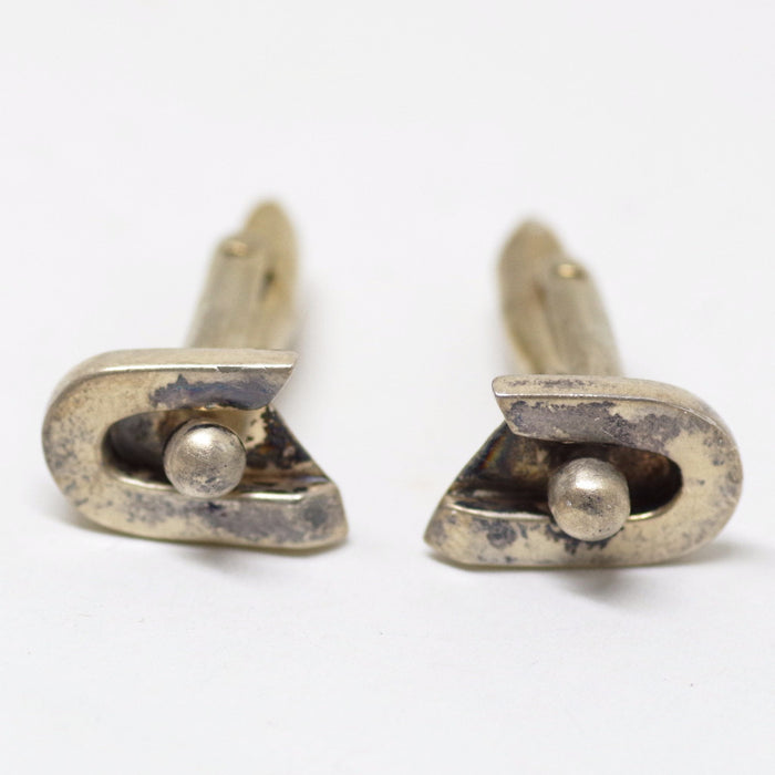 Silver Modernist Curved Cufflinks