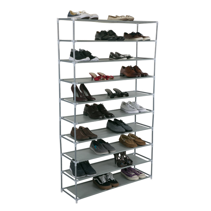 Simplify 10-Tier 50 Pair Grey Shoe Rack