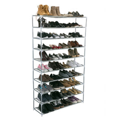 Simplify 10-Tier 50 Pair Grey Shoe Rack