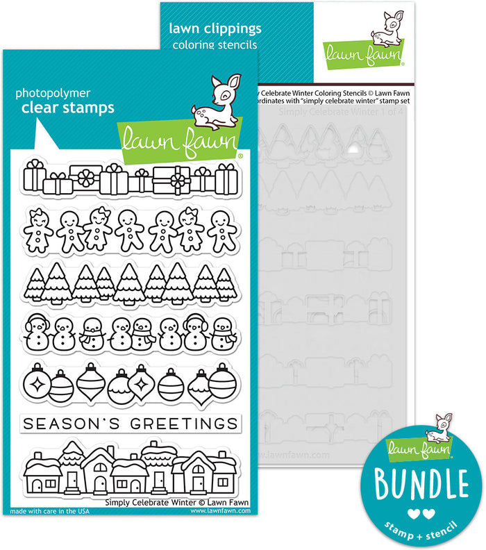 simply celebrate winter (stamp+coloring stencil bundle)