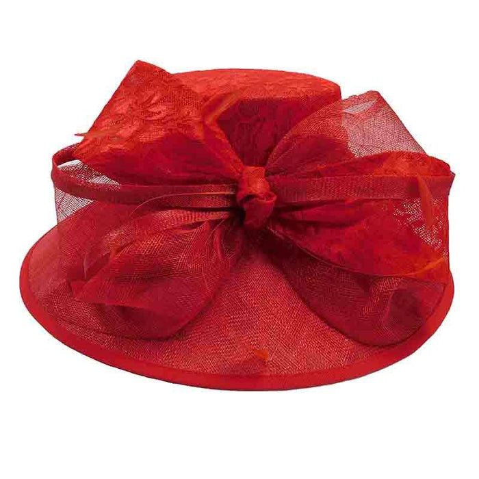 Sinamay Dress Hat with Lace Bow Accent by Something Special Hat Dress Hat Something Special Hat yh2611rd Red