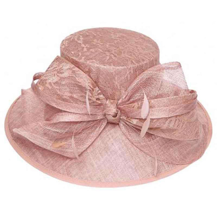 Sinamay Dress Hat with Lace Bow Accent by Something Special Hat Dress Hat Something Special Hat yh2611kh Khaki