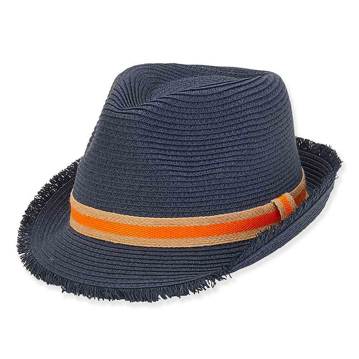 Small Size Navy Fedora Hat with Jute Band - Sunny Dayz™ Hats Fedora Hat Sun N Sand Hats HK394 Navy Small (54 cm)