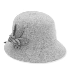 Soft Boiled Wool Cloche with Flower - Adora® Wool Hats Cloche Adora Hats AD1219B Grey Medium (57 cm)