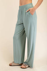 SOLID VISCOSE MODAL WIDE LEG PANT