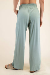 SOLID VISCOSE MODAL WIDE LEG PANT