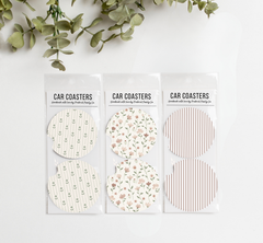 Spring Car Coasters Set of 2 – Absorbent Neoprene Cup Holder Coasters for Cars, Trucks & SUVs,