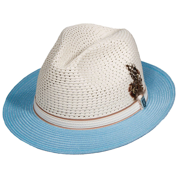 Stacy Adams Milan Braid Two Tone Fedora Hat Fedora Hat Stacy Adams Hats MSsa44S Light Blue S