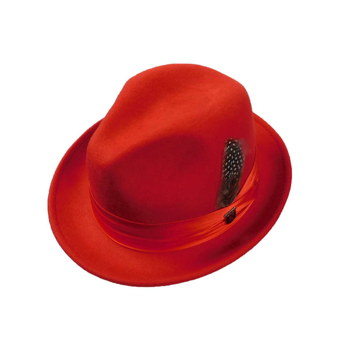 Stacy Adams Snap Brim Fedora Hat - Red Fedora Hat Stacy Adams Hats