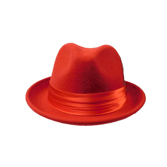 Stacy Adams Snap Brim Fedora Hat - Red Fedora Hat Stacy Adams Hats