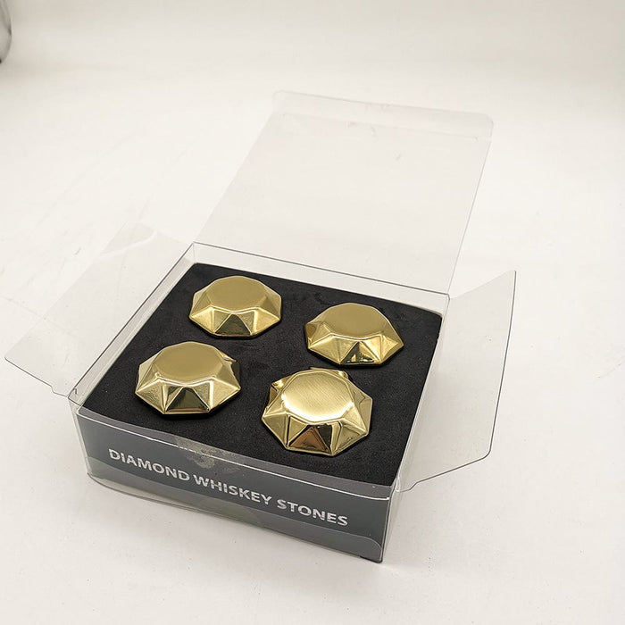 Gadget Gerbil 4 pieces of gold Stainless Steel Diamond Shaped Ice Cubes