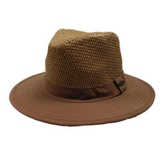 Straw Crown Cotton Brim Safari Hat - Panama Jack Safari Hat Panama Jack Hats pj161bnm Brown M (22 4/9")
