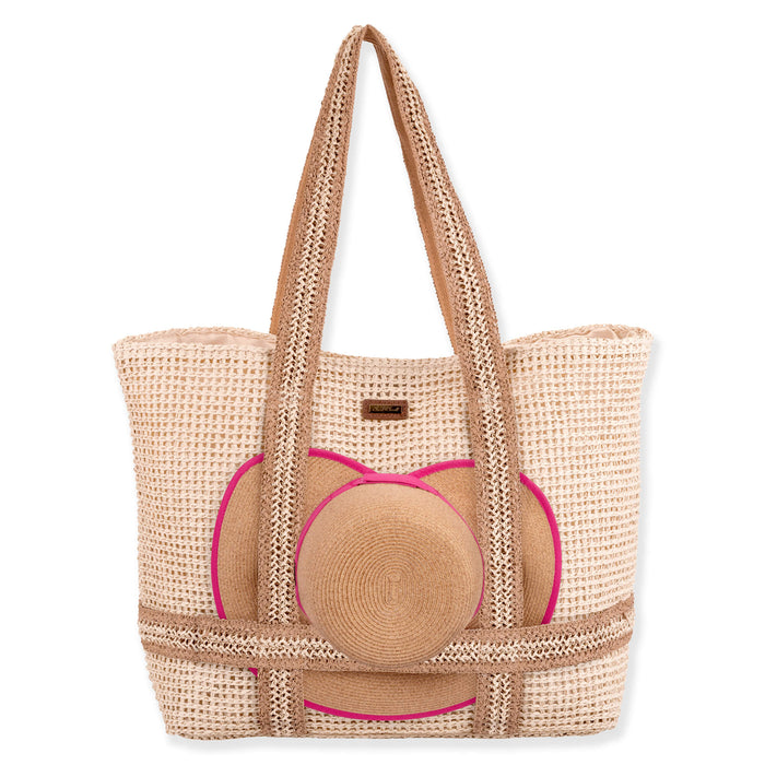 Straw Shoulder Tote with Hat Carrier - Sun 'N' Sand Bags Bags Sun N Sand Hats