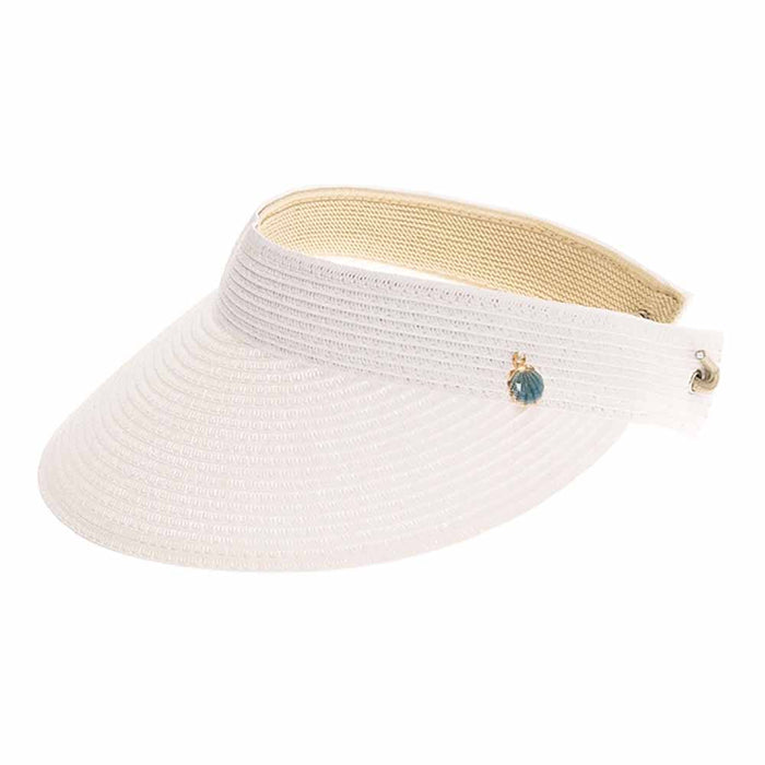 Straw Sun Visor with Coil Lace - Boardwalk Style Visor Cap Boardwalk Style Hats DA1945-WHT White OS