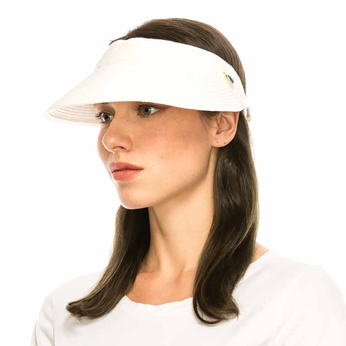 Straw Sun Visor with Coil Lace - Boardwalk Style Visor Cap Boardwalk Style Hats