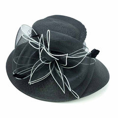 Structured Crown Dress Hat with Tulle Accent - Something Special Colleciton Dress Hat Something Special Hat uq6817bk Black