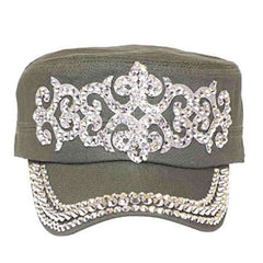 Studded Cadet Cap Cap Something Special Hat LB7628DD Olive Medium (57 cm)