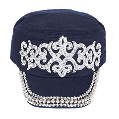 Studded Cadet Cap Cap Something Special Hat LB7628LD Navy Medium (57 cm)
